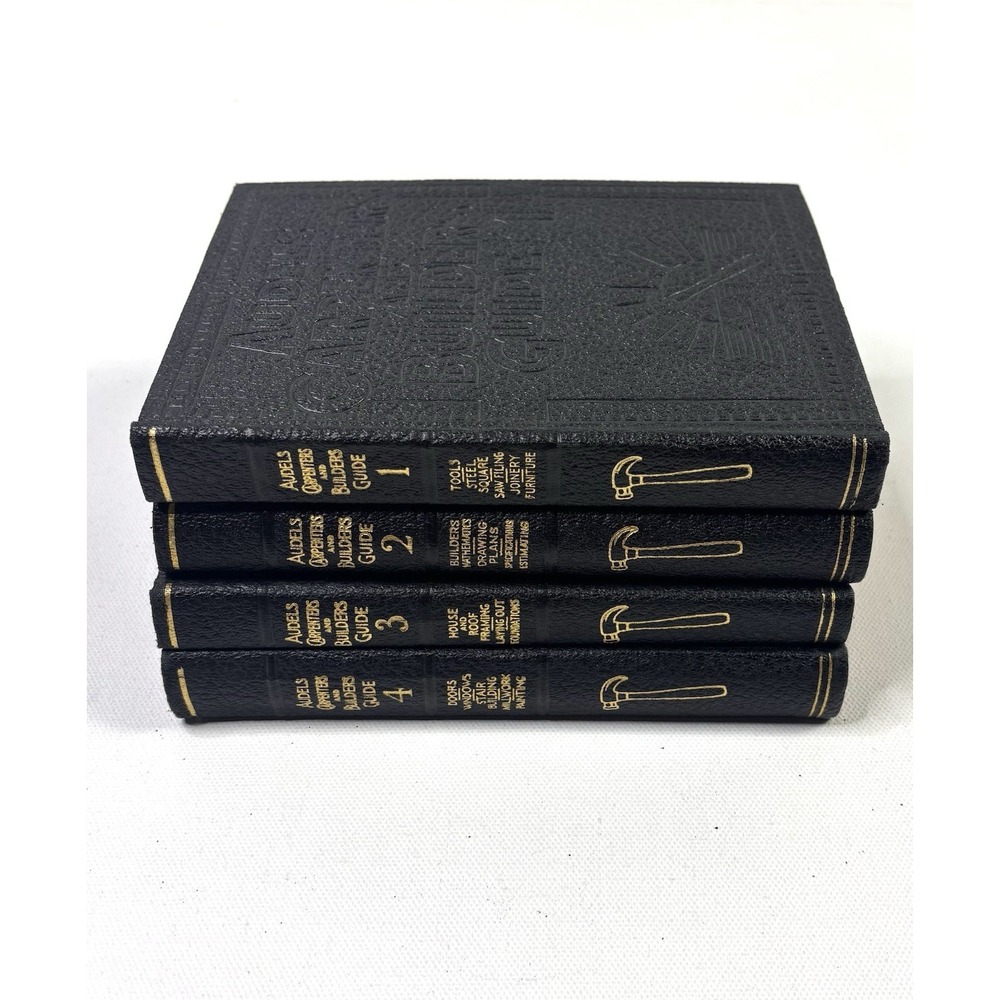 Audel's Carpenters and Builders Guide Books Set 1943 Volumes 1-4 Leather VTG